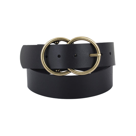 5028C- Plus-Sized Double Circle Buckle Leather Belt