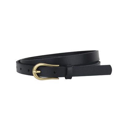 5035-BLACK-XS 5035 - Basic Skinny Equestrian Buckle Leather Belt - Wholesale Belt - Most Wanted USA