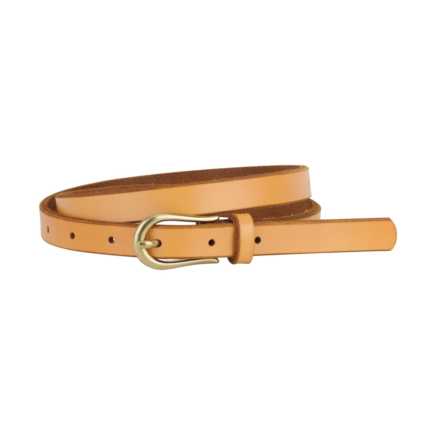 5035-CAMEL-XS 5035 - Basic Skinny Equestrian Buckle Leather Belt - Wholesale Belt - Most Wanted USA