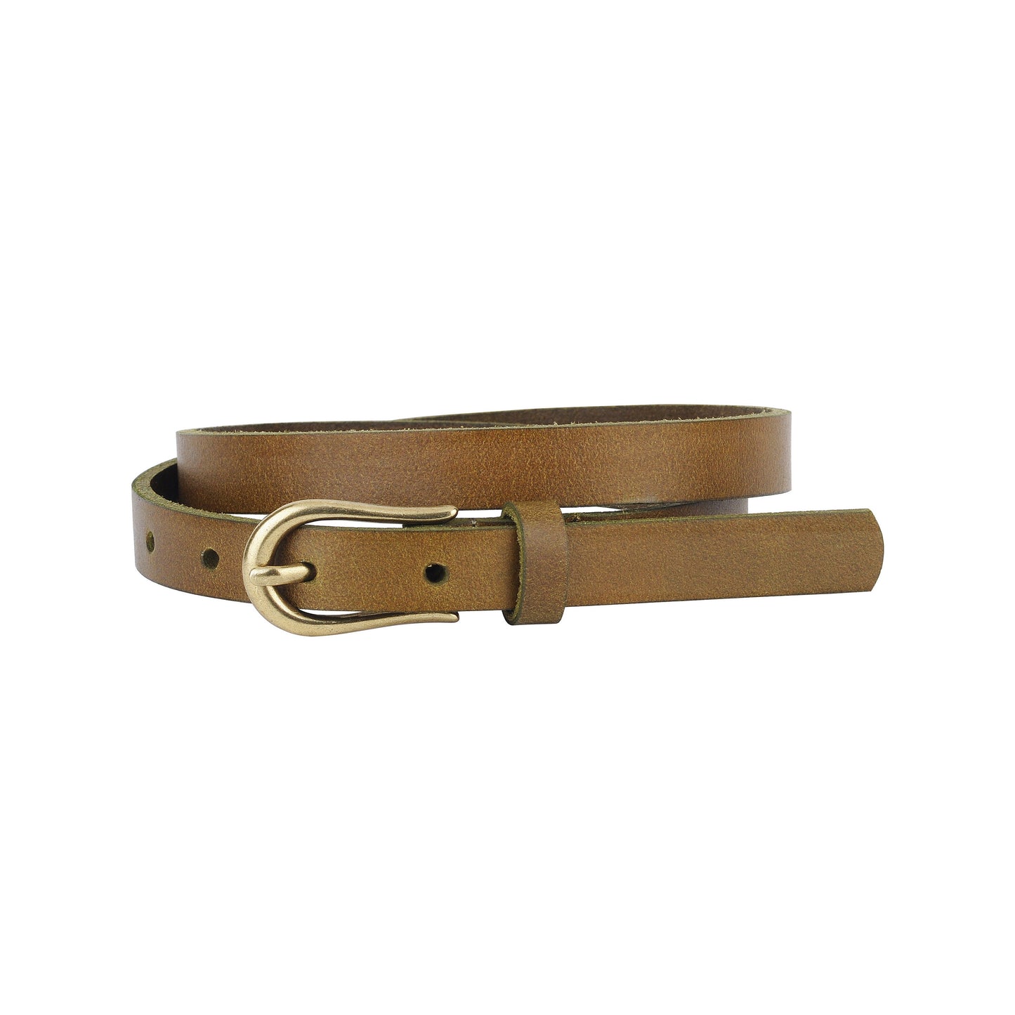 5035-OLIVE-XS 5035 - Basic Skinny Equestrian Buckle Leather Belt - Wholesale Belt - Most Wanted USA