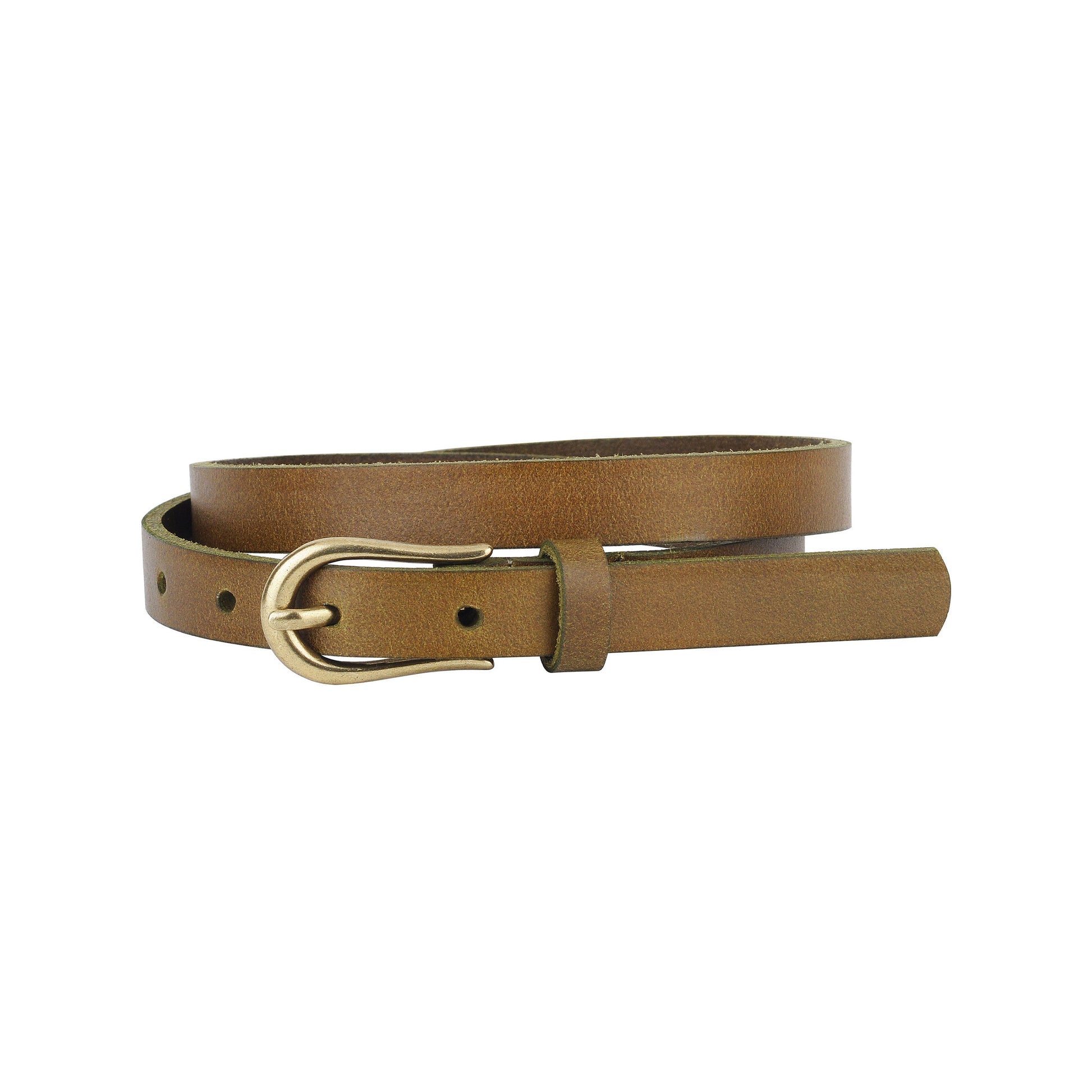 5035-OLIVE-XS 5035 - Basic Skinny Equestrian Buckle Leather Belt - Wholesale Belt - Most Wanted USA