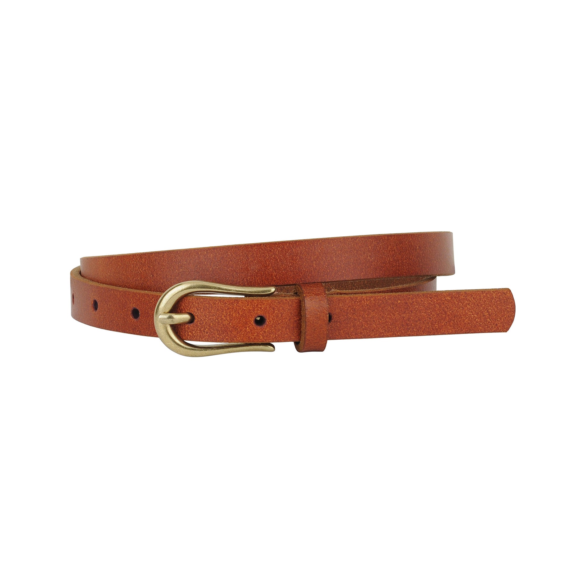 5035-TAN-XS 5035 - Basic Skinny Equestrian Buckle Leather Belt - Wholesale Belt - Most Wanted USA