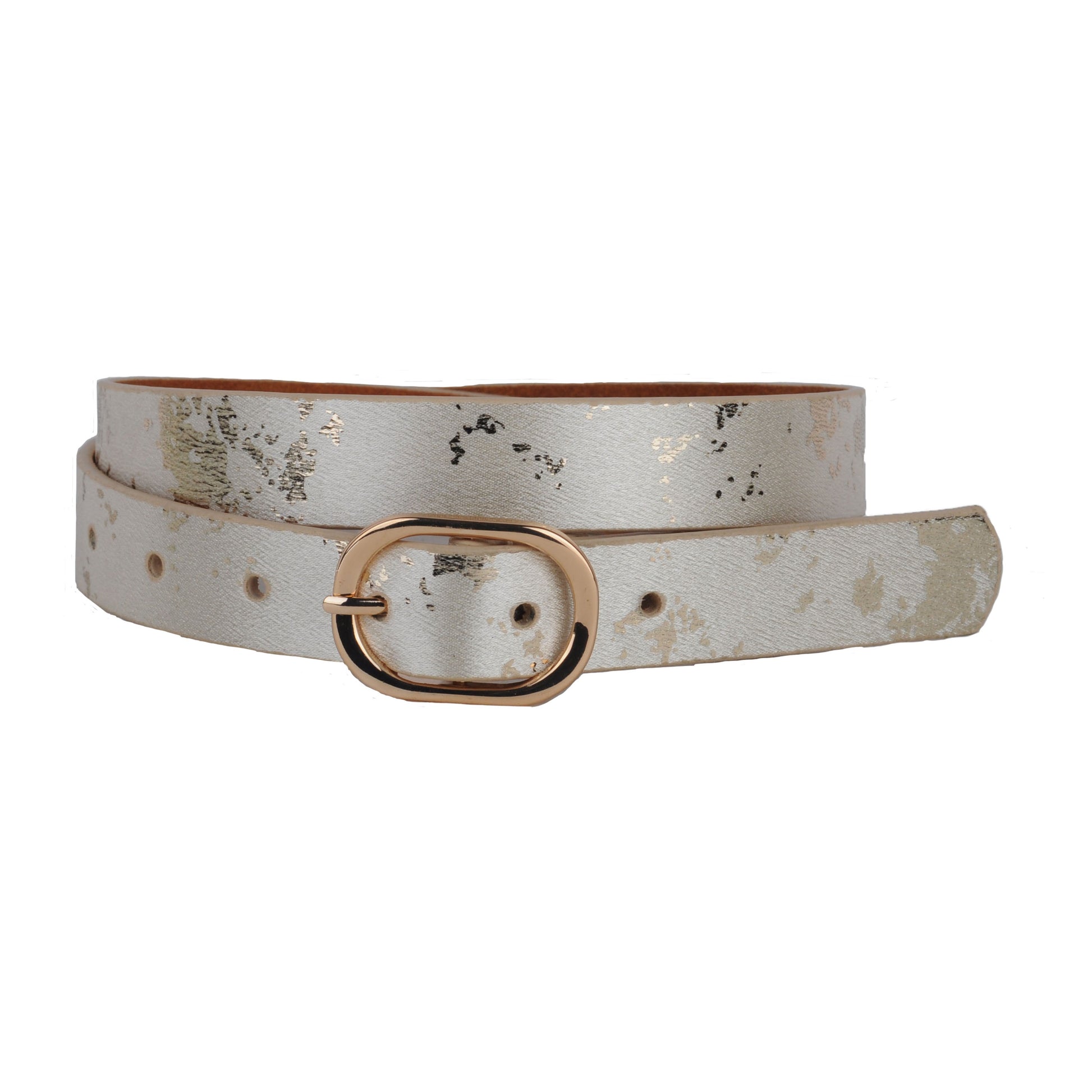 5082-TAN-XS 5082 - Gold Shimmer Glam Leather Belt - Wholesale Belt - Most Wanted USA