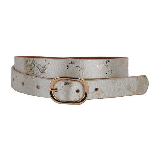 5082-TAN-XS 5082 - Gold Shimmer Glam Leather Belt - Wholesale Belt - Most Wanted USA