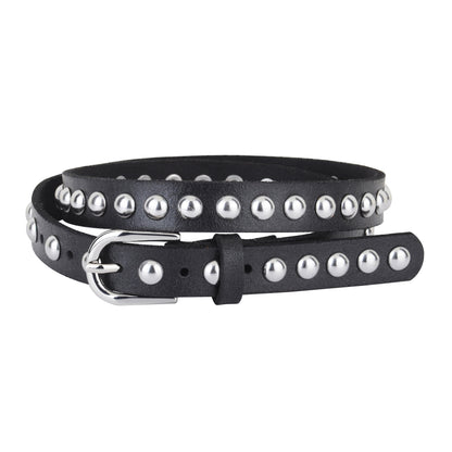 Skinny Punk Rock Studded Leather Belt