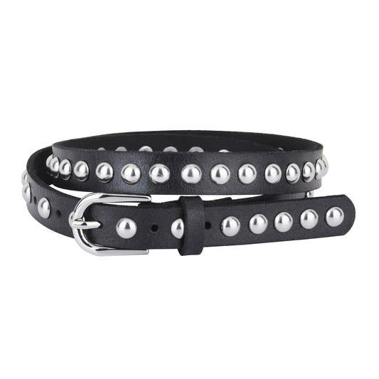 Skinny Punk Rock Studded Leather Belt