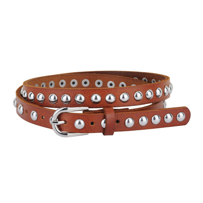 Skinny Punk Rock Studded Leather Belt
