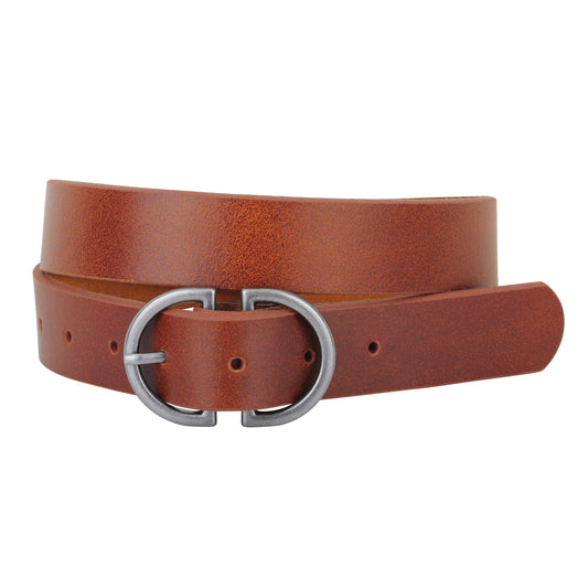 Silver Double D-Ring Buckle Leather Belt