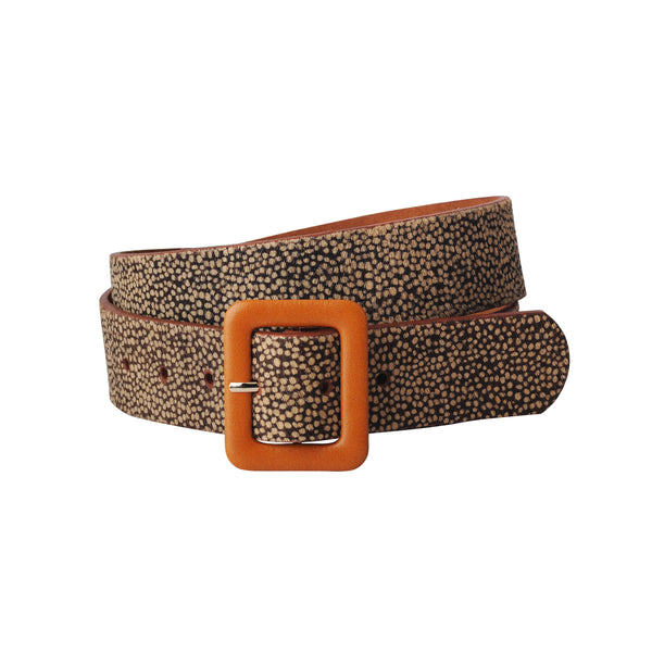 Giraffe Print Calf Hair Belt with PU Leather Buckle – Most  display picture 2