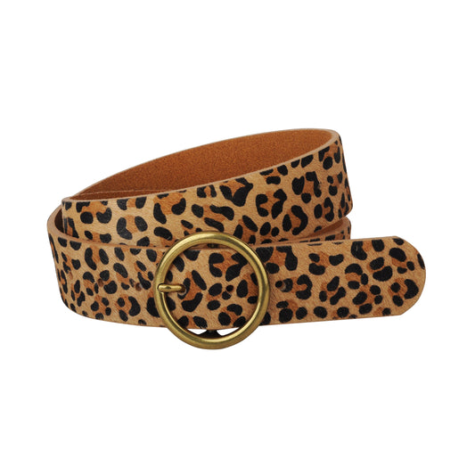 5110C - Plus Sized Leopard Print Calf Hair Vegan Leather Belt