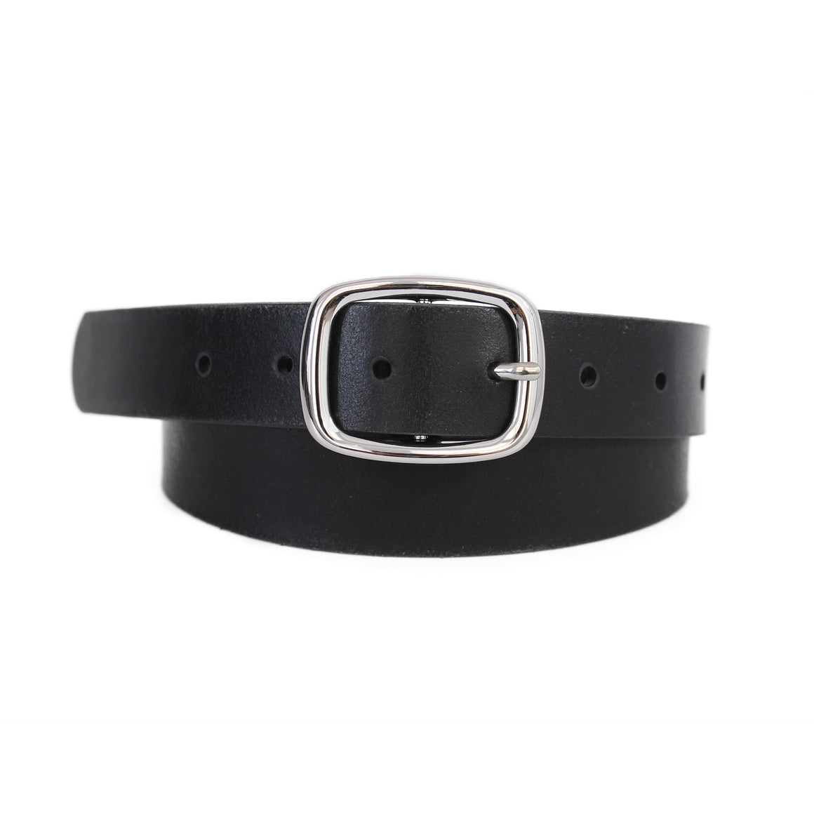 5122 - Basic Silver Rectangle Buckle Leather Belt