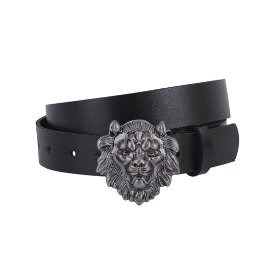 5142 - Lion Head Buckle Leather Belt