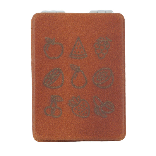 6003-TAN 6003 - Leather Compact Mirror Fruits - Wholesale Home Decor and Gift - Most Wanted USA