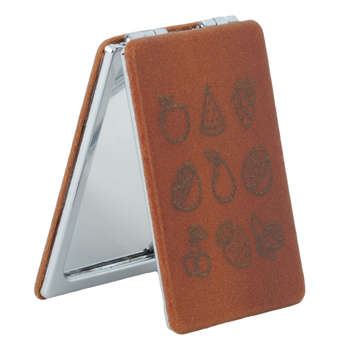 6003 - Leather Compact Mirror Fruits