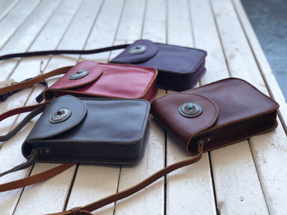 1006 - Leather Concho Cellphone Crossbody - Wholesale Handbag - Most Wanted USA