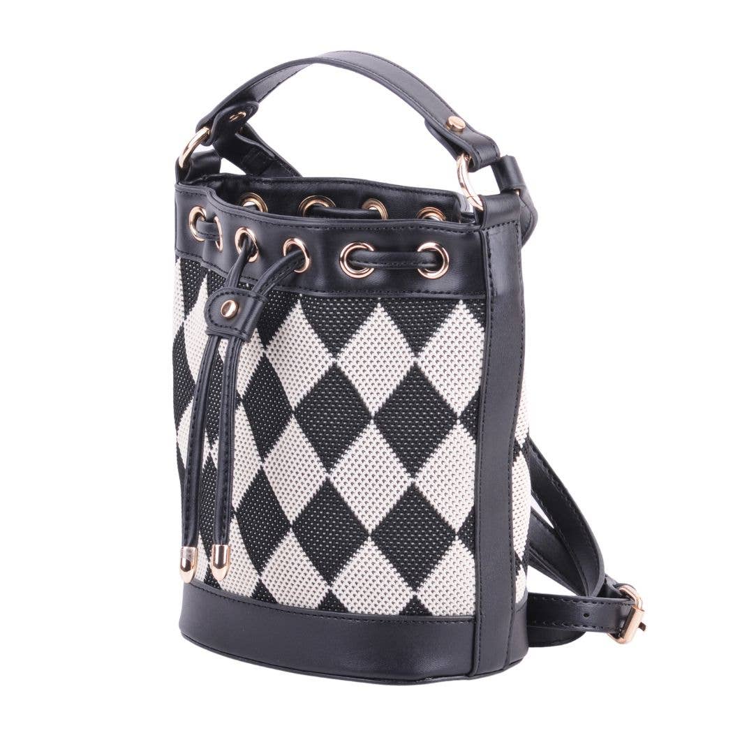 1485 - Trendy Checkered PU Bucket Bag: Functional Must Have